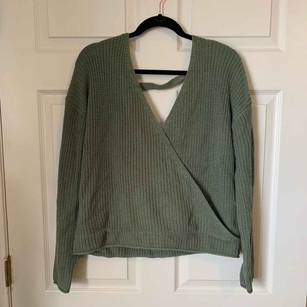 Green Crossed Sweater